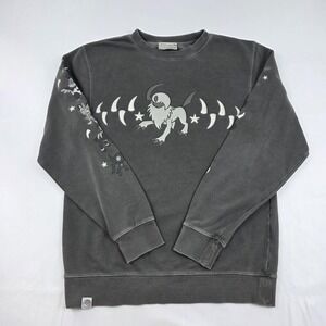 Pokemon Center Sweatshirt Mens Small Gray Absol Moon Graphic Fleece Pullover